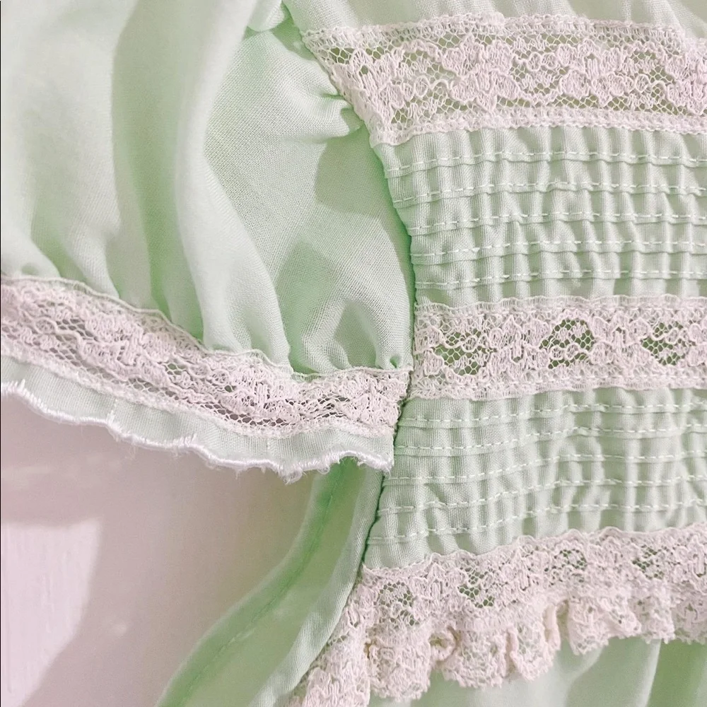 SOLD Pastel Green Peasant Babydoll Crop Top - Picture 5 of 9
